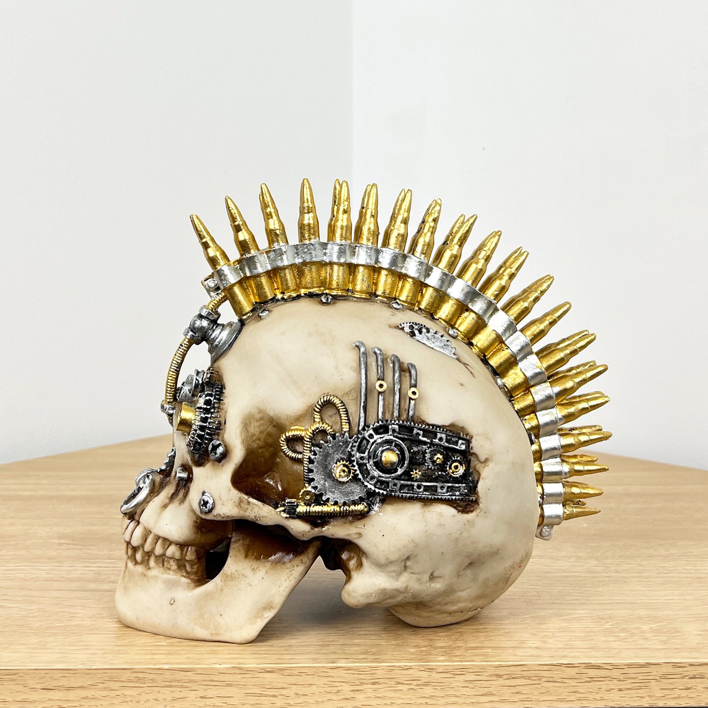 19cm Steampunk Skull with Bullet Mohawk