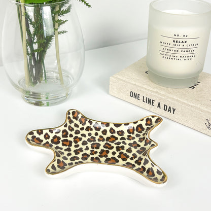 Ceramic Leopard Print Rug Trinket Dish –  Light Print