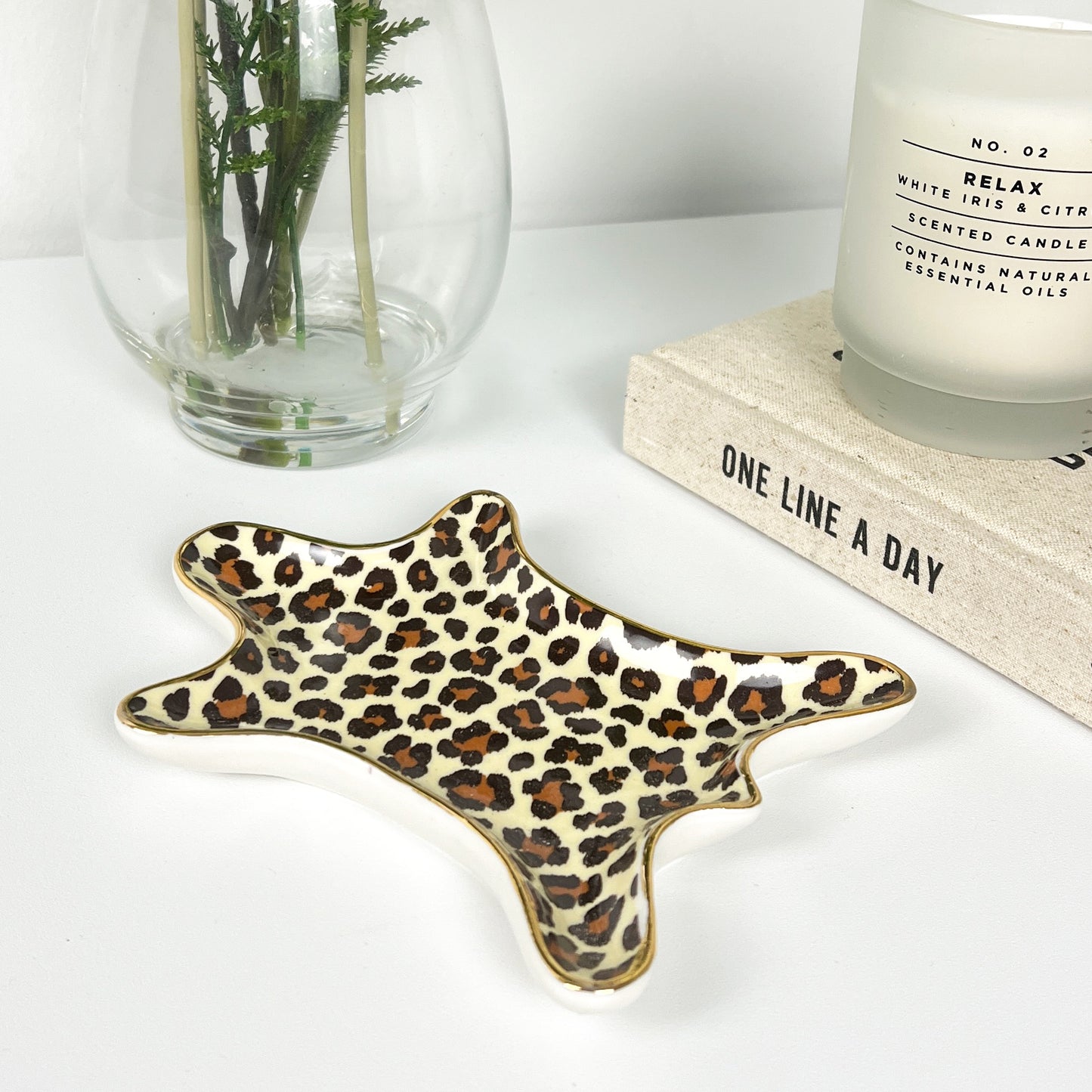 Ceramic Leopard Print Rug Trinket Dish –  Light Print