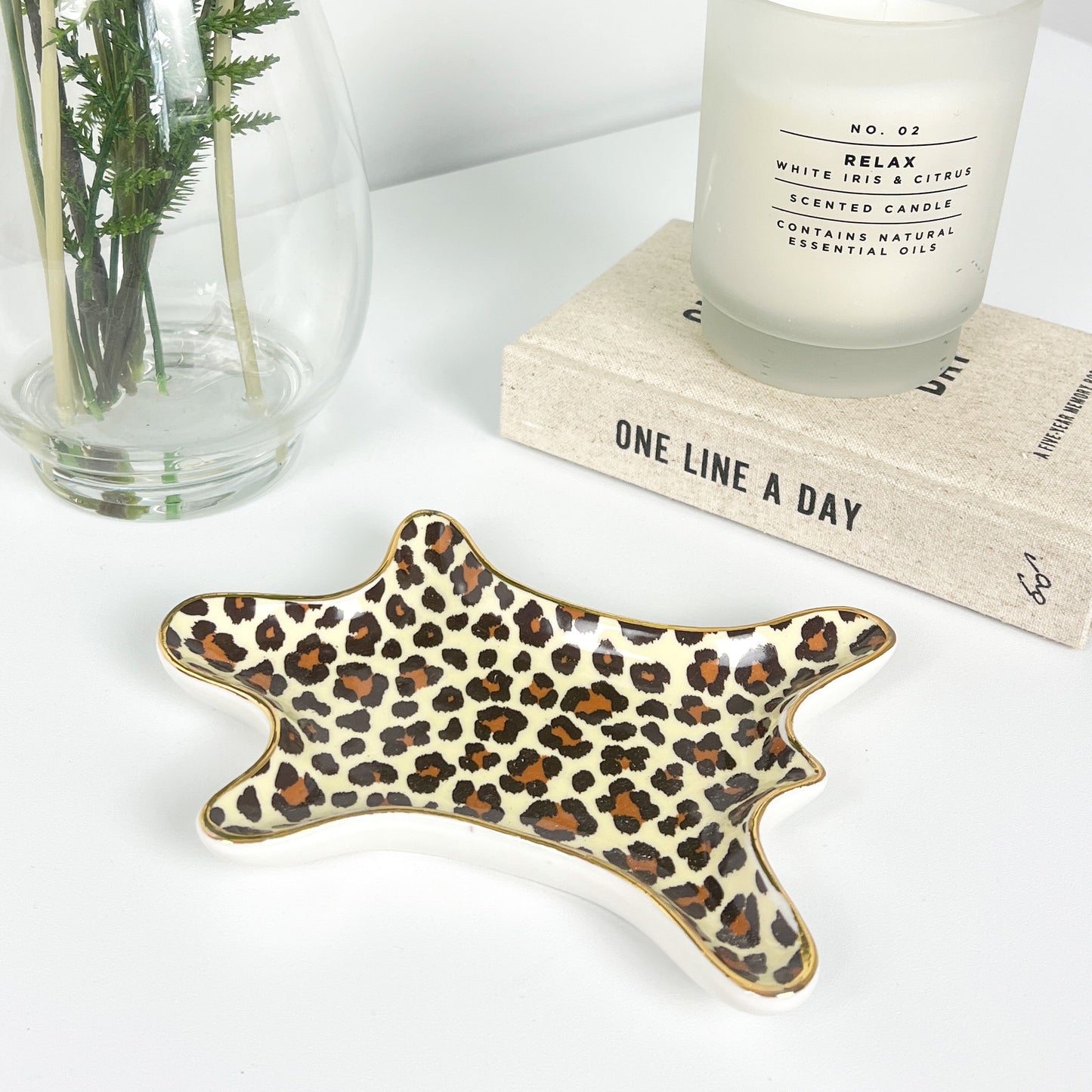 Ceramic Leopard Print Rug Trinket Dish –  Light Print