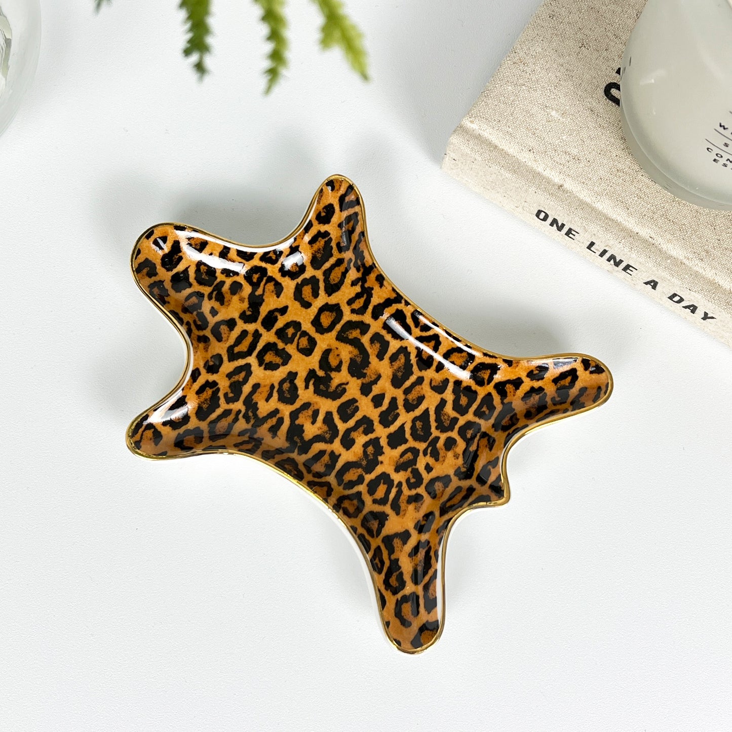 Ceramic Leopard Print Rug Trinket Dish –  Dark Print