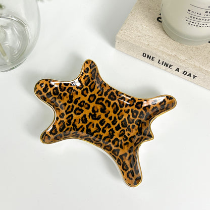 Ceramic Leopard Print Rug Trinket Dish –  Dark Print