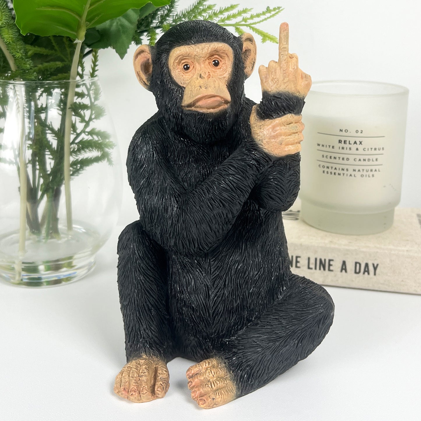 18.5cm Rude Middle Finger Monkey Ornament