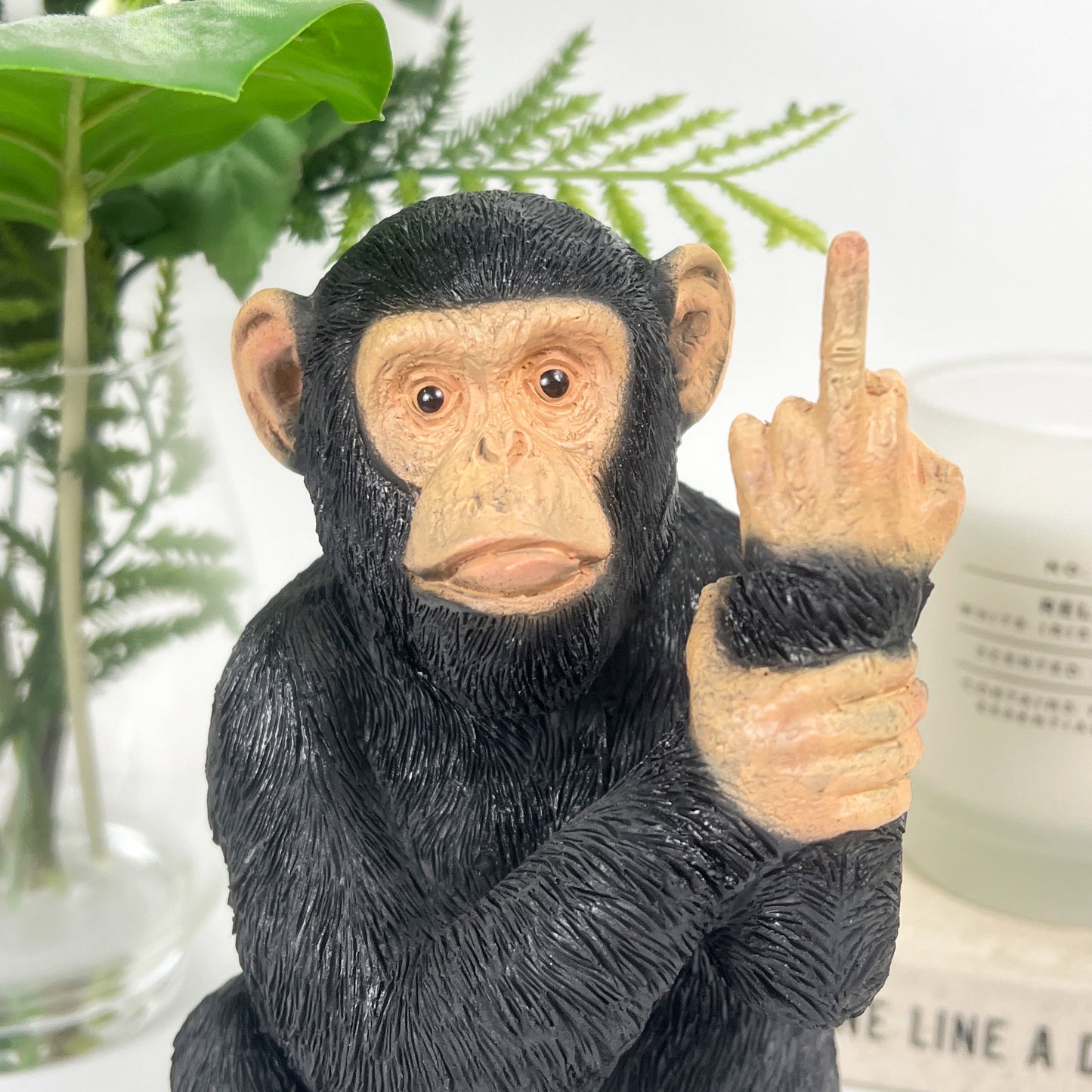 18.5cm Rude Middle Finger Monkey Ornament