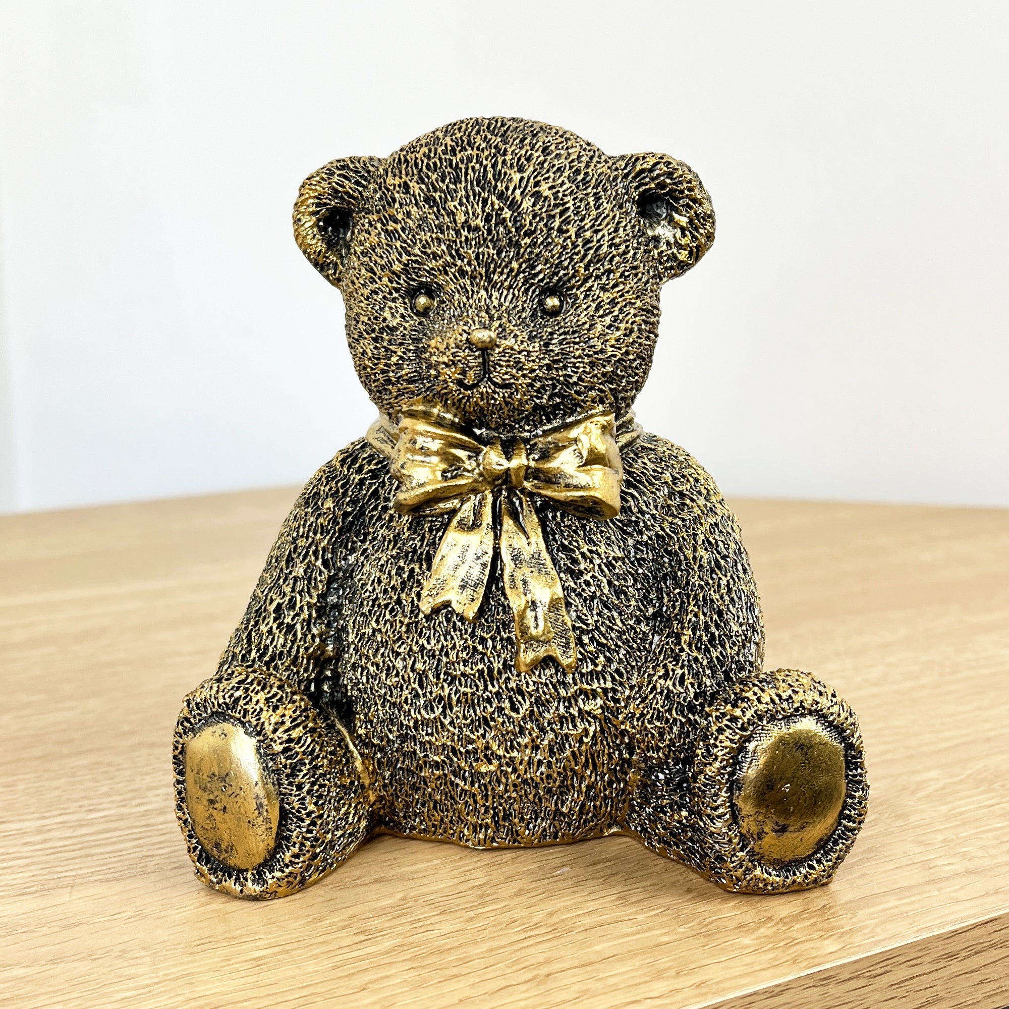 Teddy Bear Ornament Figurine – Gold