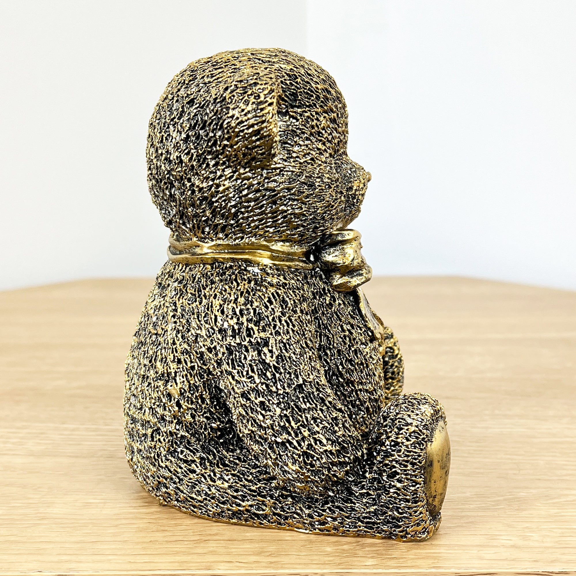 Teddy Bear Ornament Figurine – Gold