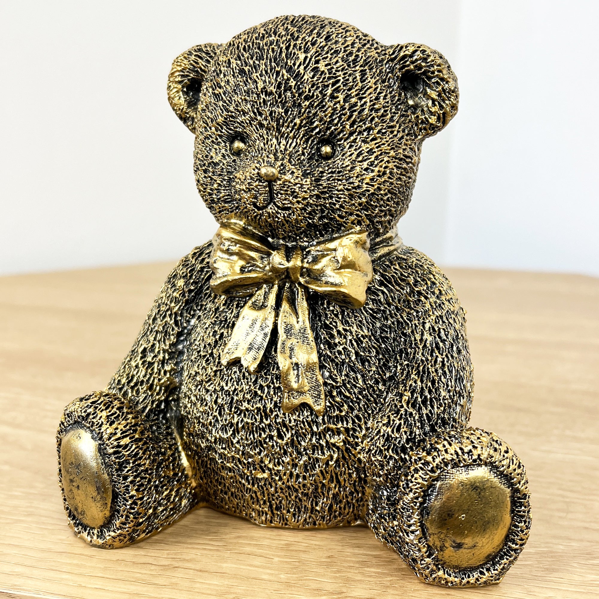 Teddy Bear Ornament Figurine – Gold