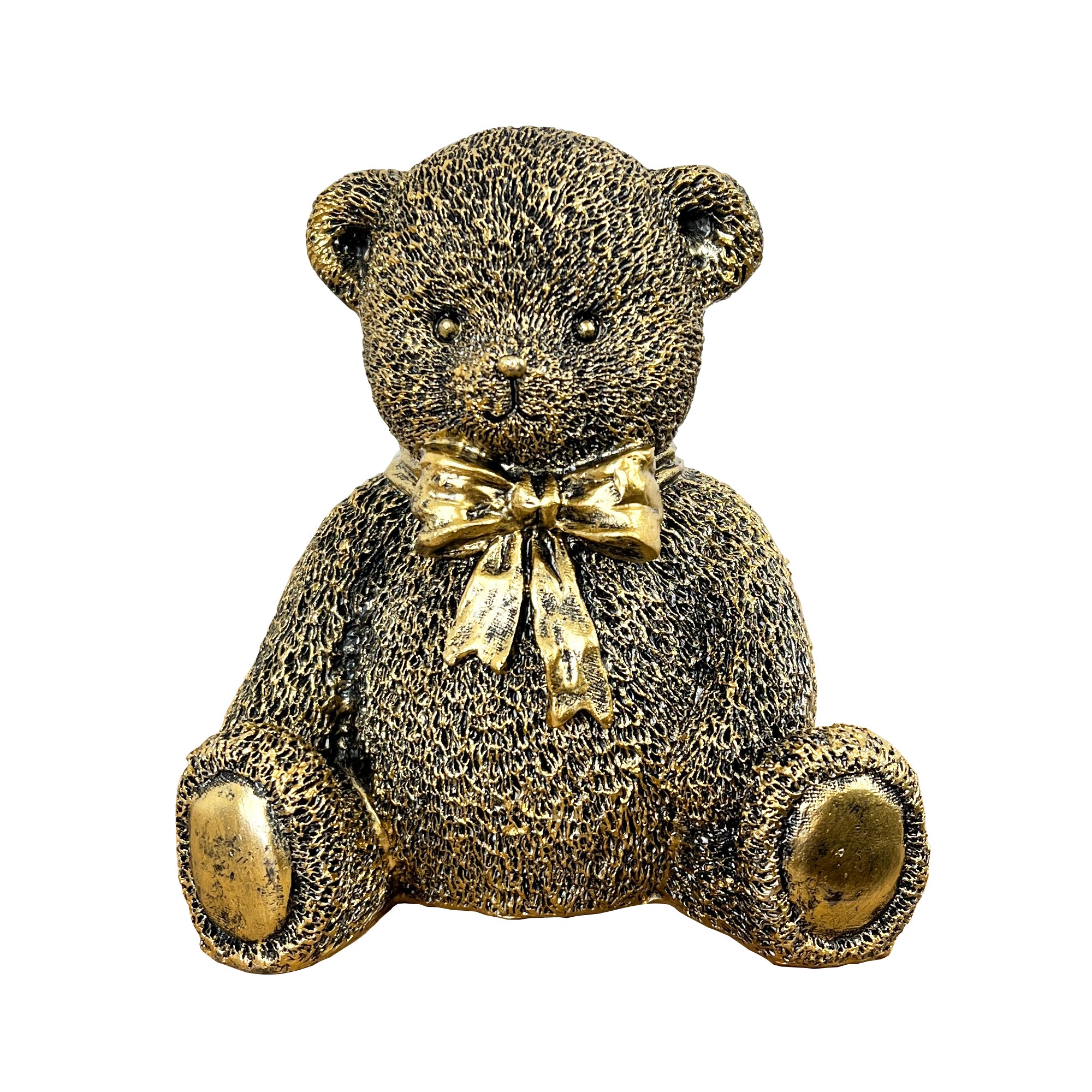 Teddy Bear Ornament Figurine – Gold