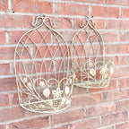 Set of 2 Rustic Outdoor Wall Planters / Pot Shelves - Cream