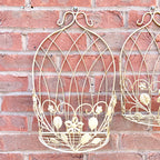 Set of 2 Rustic Outdoor Wall Planters / Pot Shelves - Cream