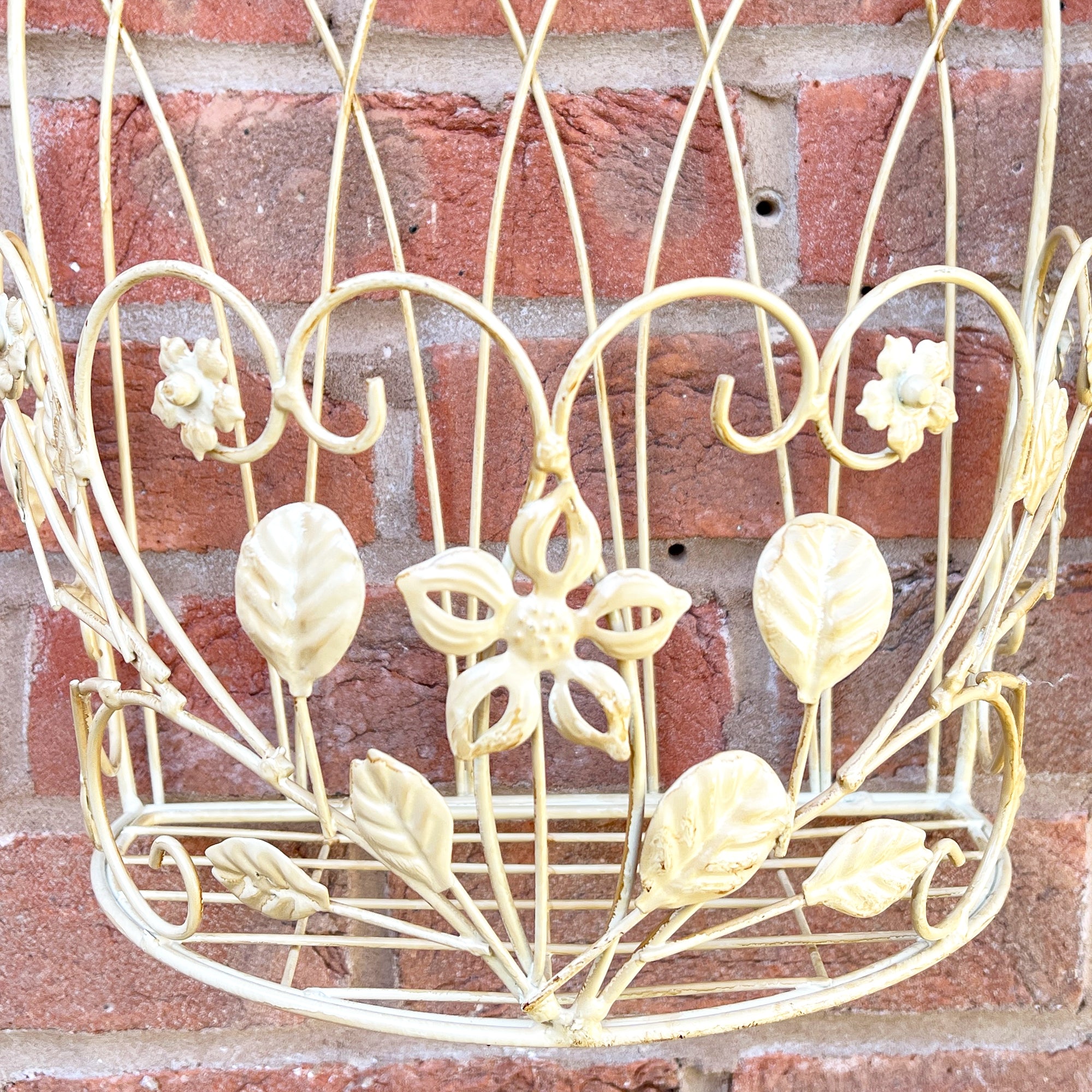 Set of 2 Rustic Outdoor Wall Planters / Pot Shelves - Cream