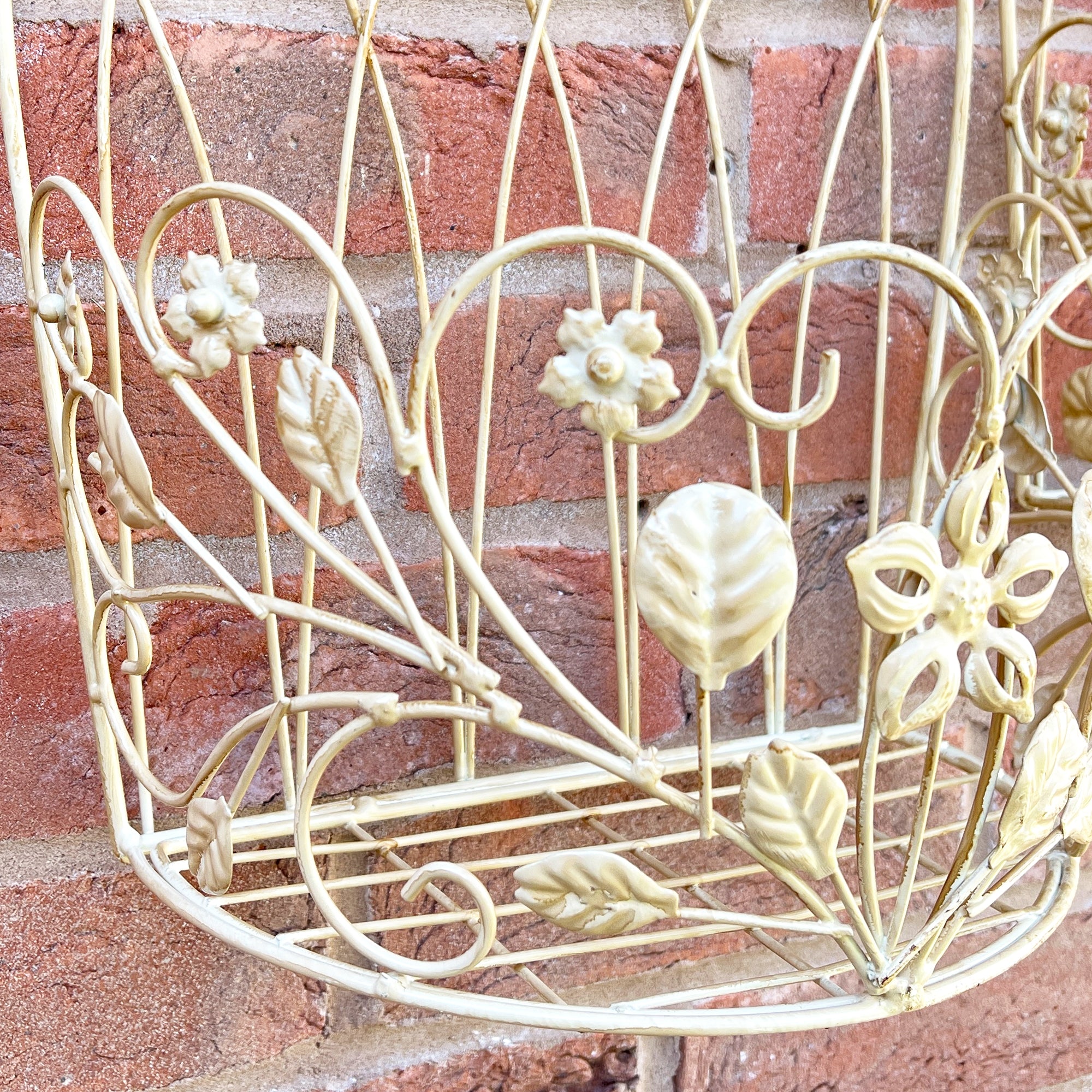 Set of 2 Rustic Outdoor Wall Planters / Pot Shelves - Cream