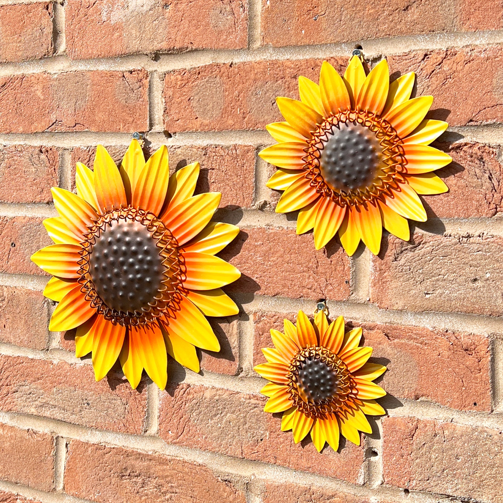 Set of 3 Sunflower Head Wall Decorations