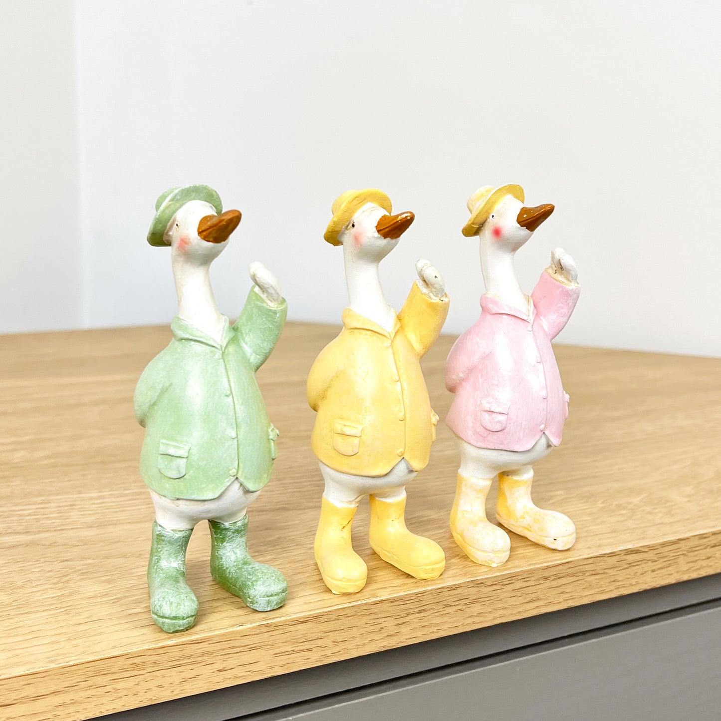 Set of 3 Standing Duck in Boots Ornaments