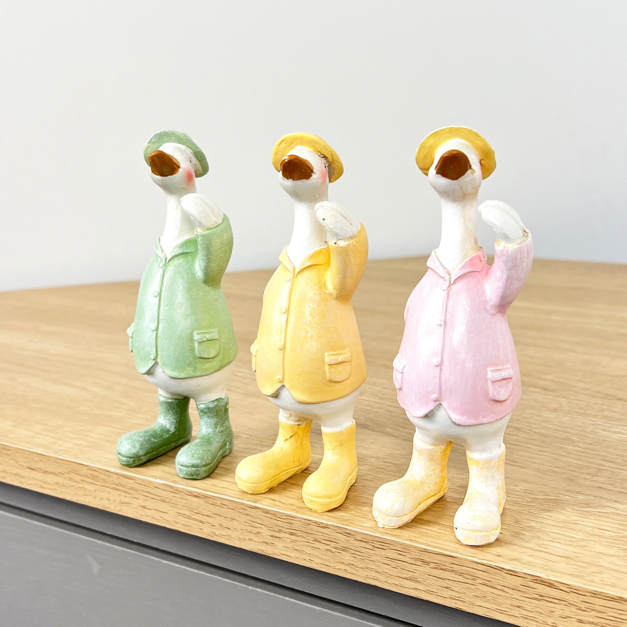 Set of 3 Standing Duck in Boots Ornaments