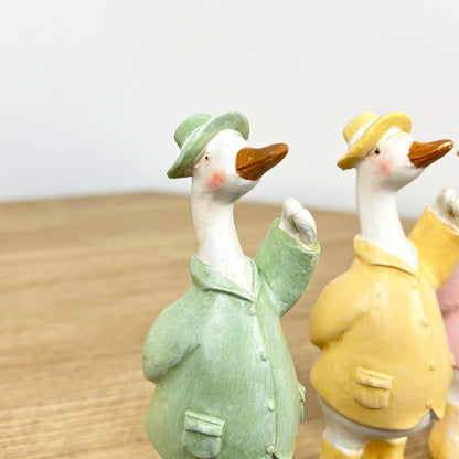 Set of 3 Standing Duck in Boots Ornaments