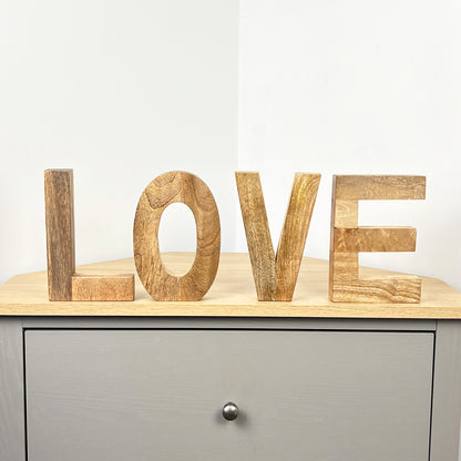 Mango Wood LOVE Free-standing Word Ornament