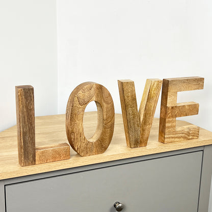 Mango Wood LOVE Free-standing Word Ornament