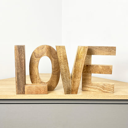 Mango Wood LOVE Free-standing Word Ornament