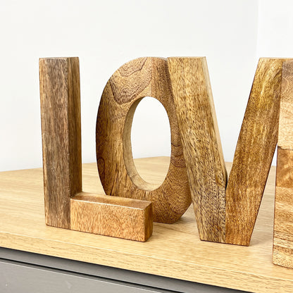 Mango Wood LOVE Free-standing Word Ornament