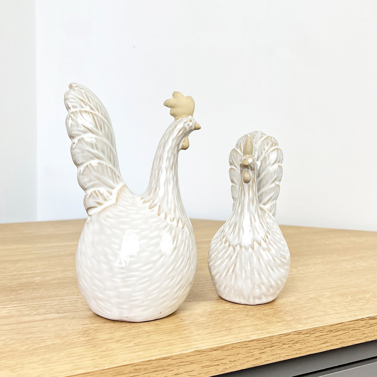 Pair of Ceramic Chicken Ornaments