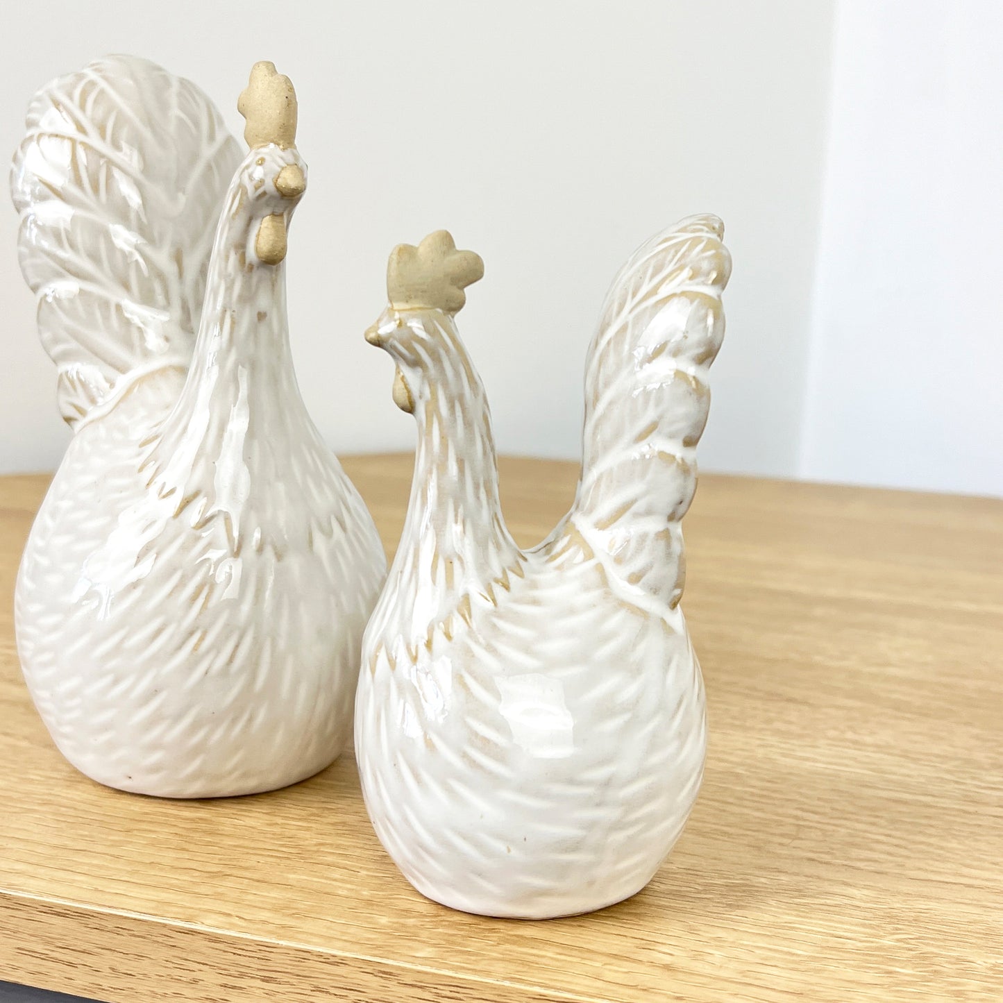 Pair of Ceramic Chicken Ornaments