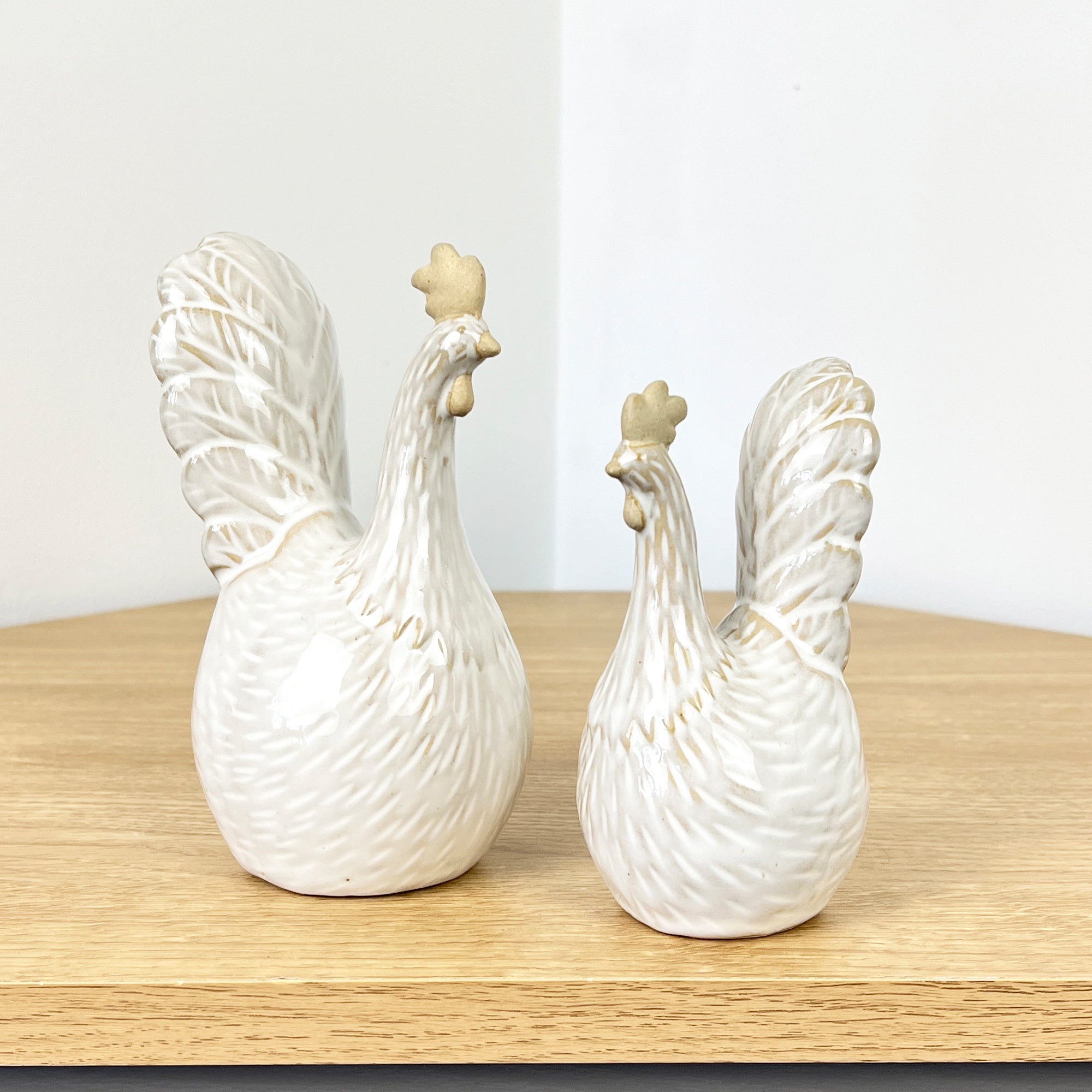 Pair of Ceramic Chicken Ornaments