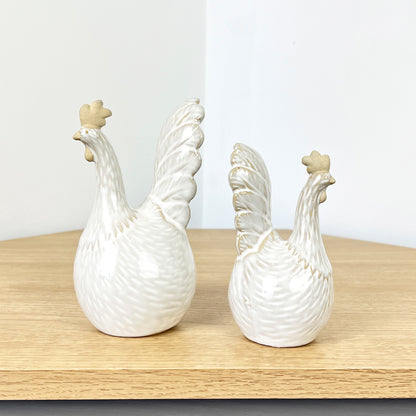 Pair of Ceramic Chicken Ornaments