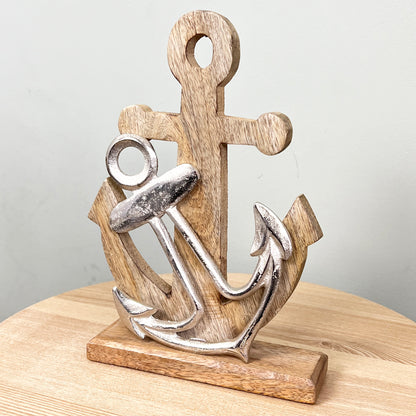 27cm Wooden Anchor Decoration