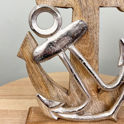 27cm Wooden Anchor Decoration