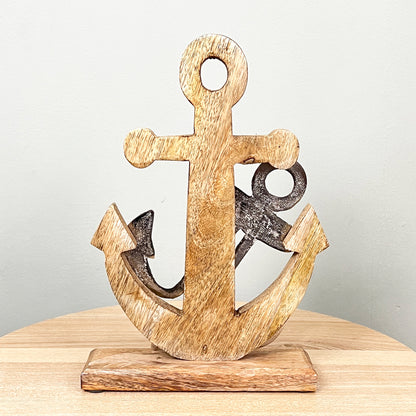 27cm Wooden Anchor Decoration