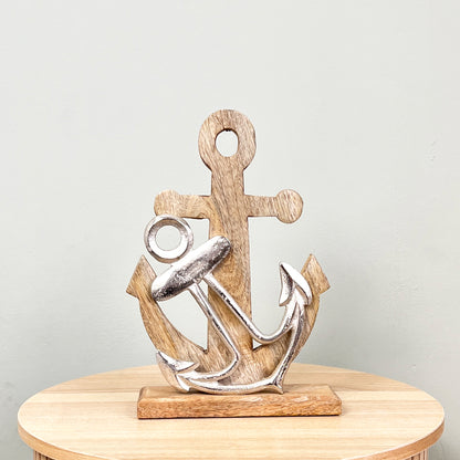 27cm Wooden Anchor Decoration