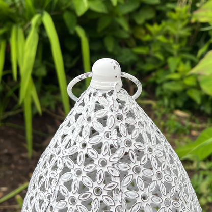 White Rustic Lantern Candle Holder