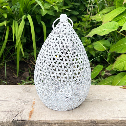 White Rustic Lantern Candle Holder