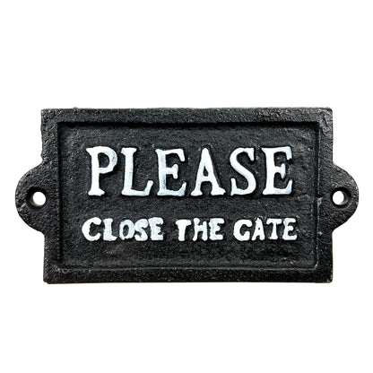 Please Close The Gate Sign - Cast Iron