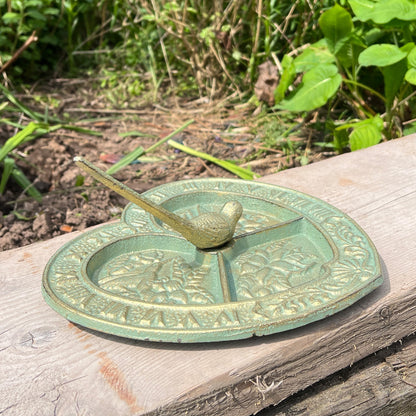 Heart Shaped Sundial with Bird - Cast Iron