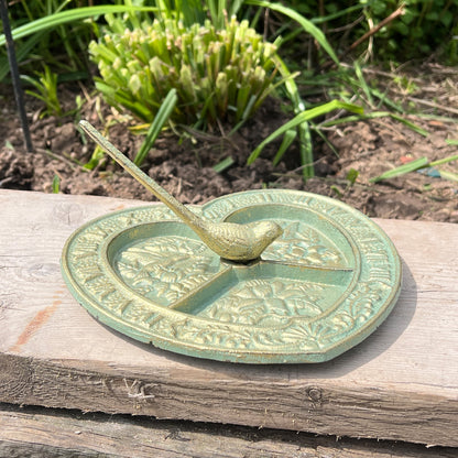 Heart Shaped Sundial with Bird - Cast Iron