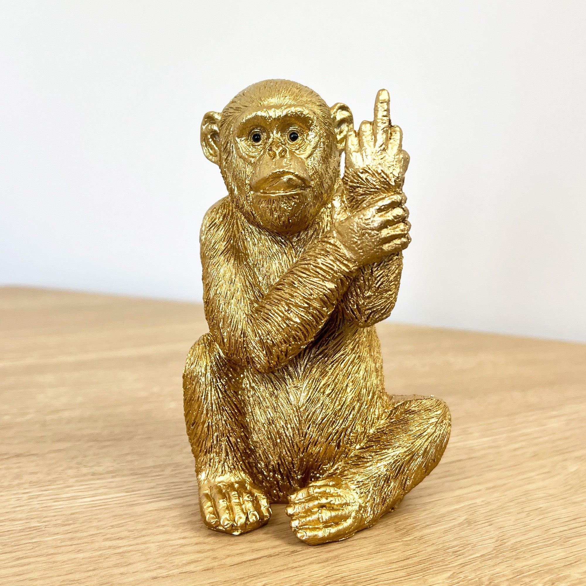 Monkey Rude Gester Rude Monkey Statue The Enchanted Garden - Gold Resin, Cheeky Middle ...