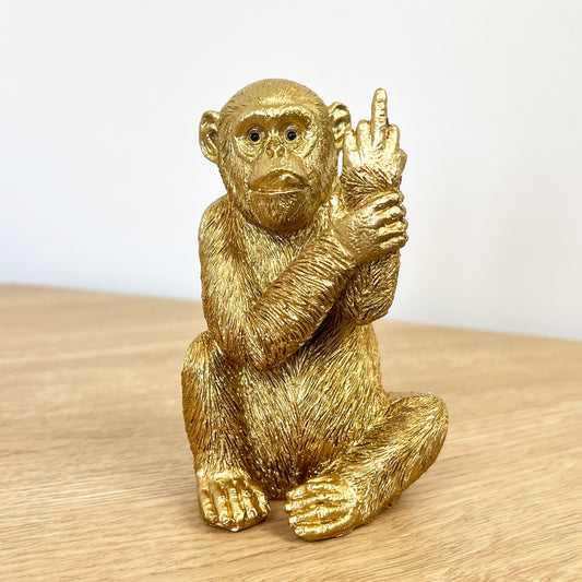 Small Rude Middle Finger Monkey Ornament – Gold