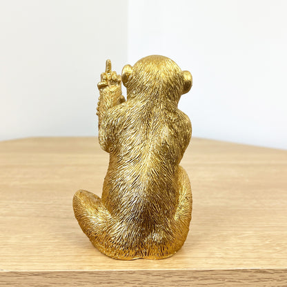 Small Rude Middle Finger Monkey Ornament – Gold