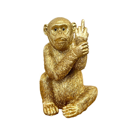 Small Rude Middle Finger Monkey Ornament – Gold