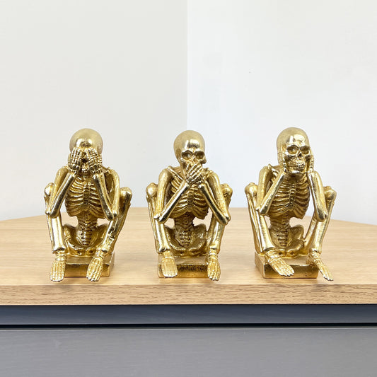 See Speak & Hear No Evil Skeletons - Gold