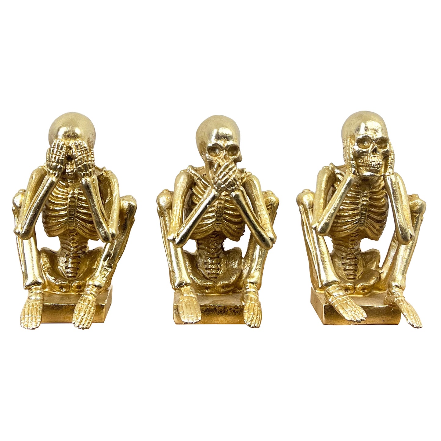 See Speak & Hear No Evil Skeletons - Gold