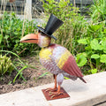 34.5cm Bird in Top Hat Metal Garden Ornament