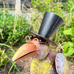 34.5cm Bird in Top Hat Metal Garden Ornament