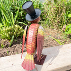 34.5cm Bird in Top Hat Metal Garden Ornament