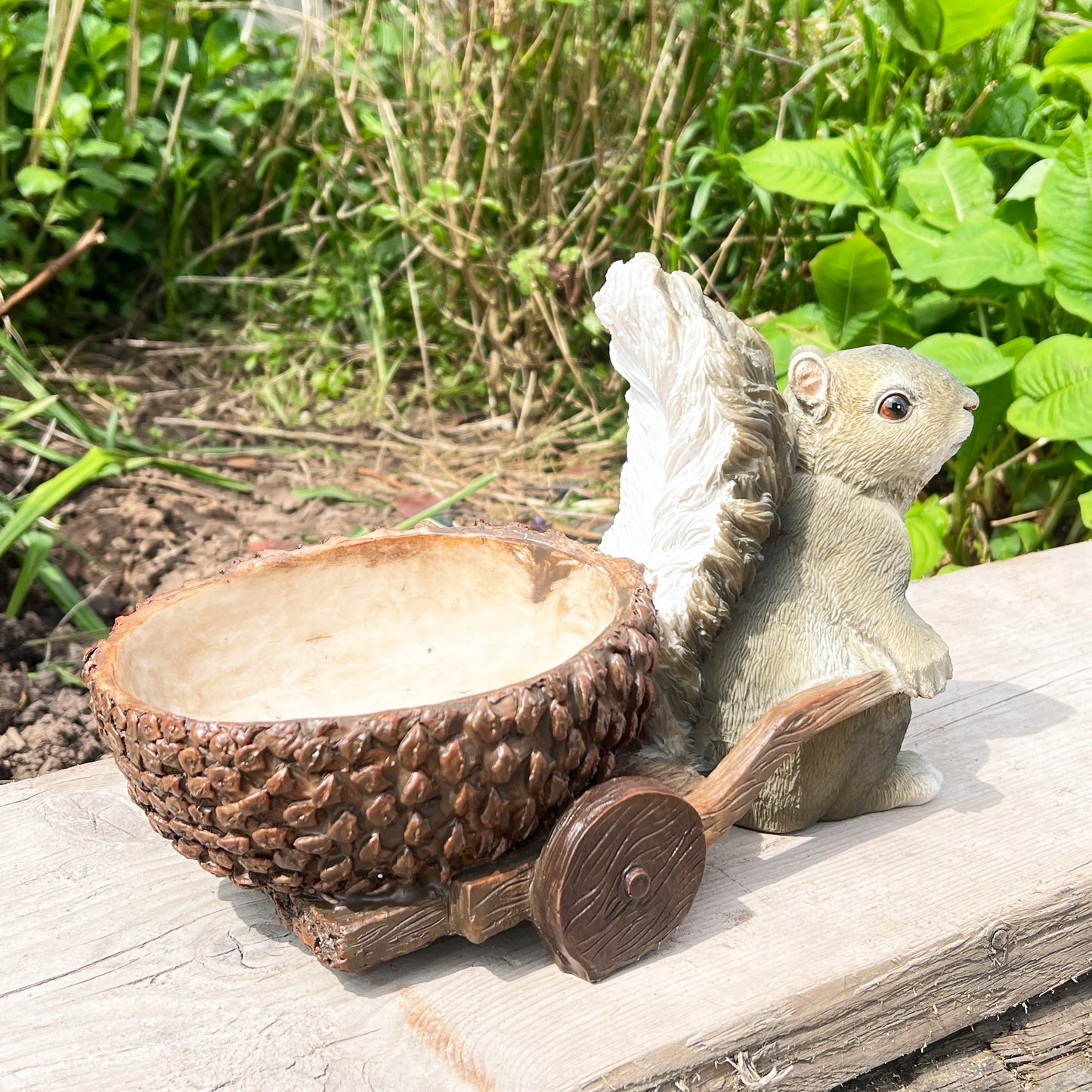 Squirrel Pulling an Acorn Cart Garden Ornament