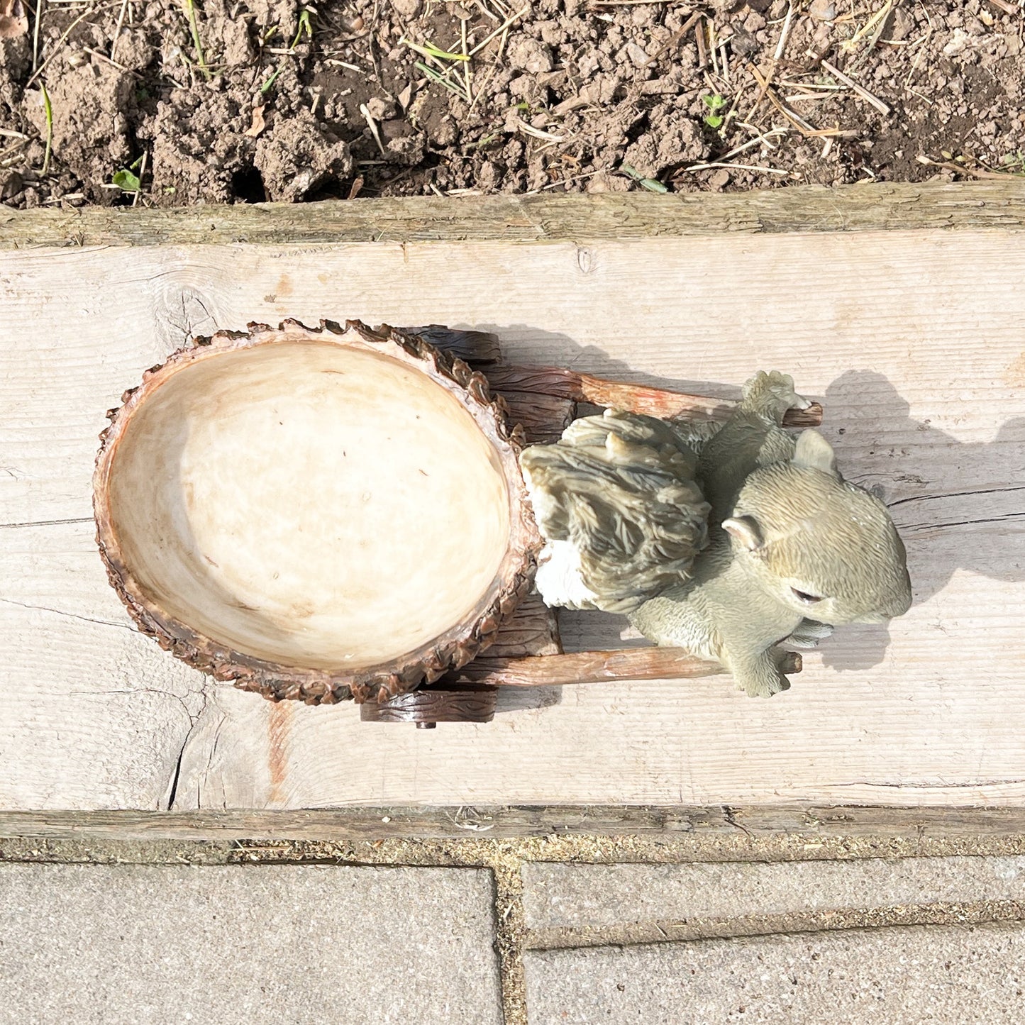 Squirrel Pulling an Acorn Cart Garden Ornament