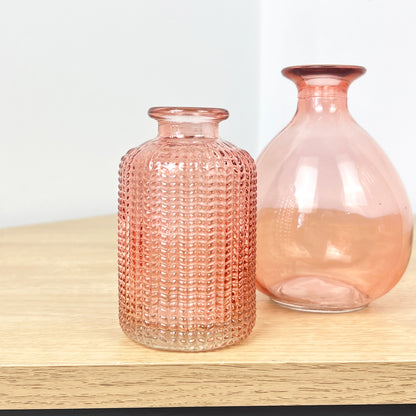 Set of 3 Glass Bud Vases - Pink