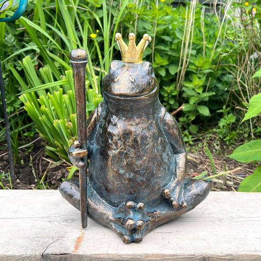 King Frog with Sceptre Ornament - Resin